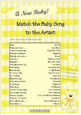 Free Printable Baby Shower Games Match the Song Title to the Artist
